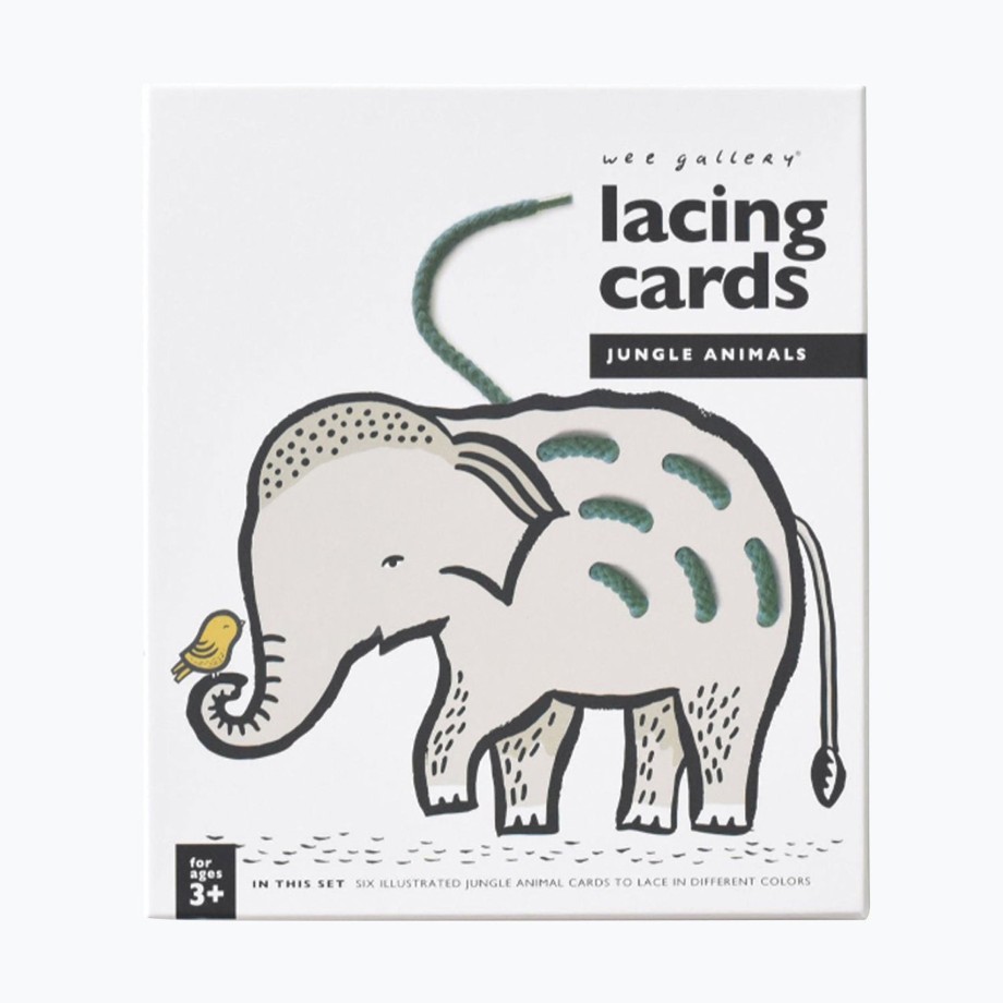 Toys Wee Gallery Montessori Toys | Wee Gallery Lacing Cards - Jungle Animals