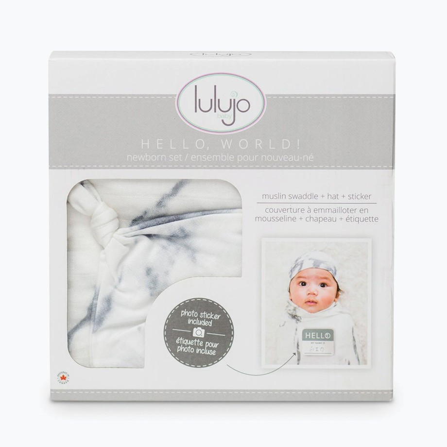 Mealtime Lulujo Muslins & Bibs | Lulujo Bamboo Hat And Swaddle Blanket