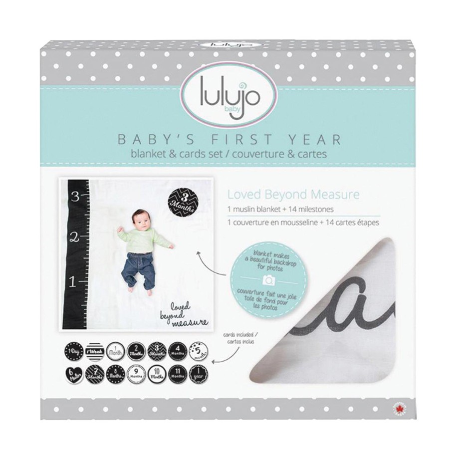 Nursery Lulujo Blanket & Swaddle | Lulujo Baby Milestone Blanket And Card Set - Loved Beyond Measure