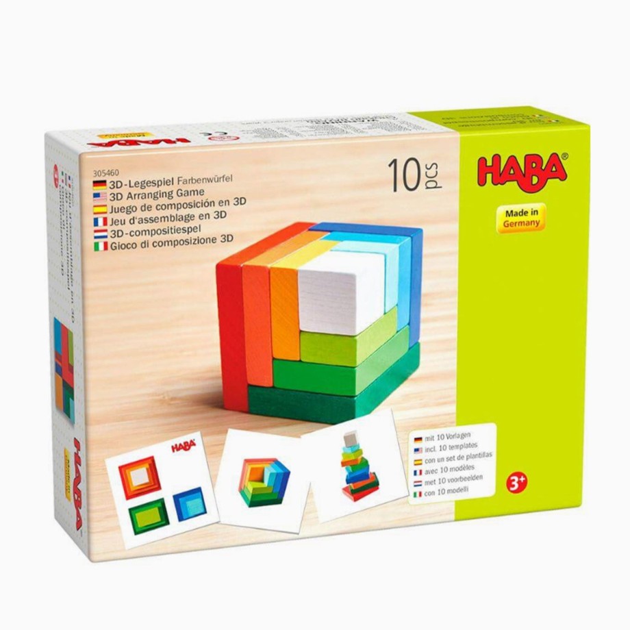 Toys HABA Montessori Toys | Haba 3D Skill Game Rainbow Cube 10 Pieces