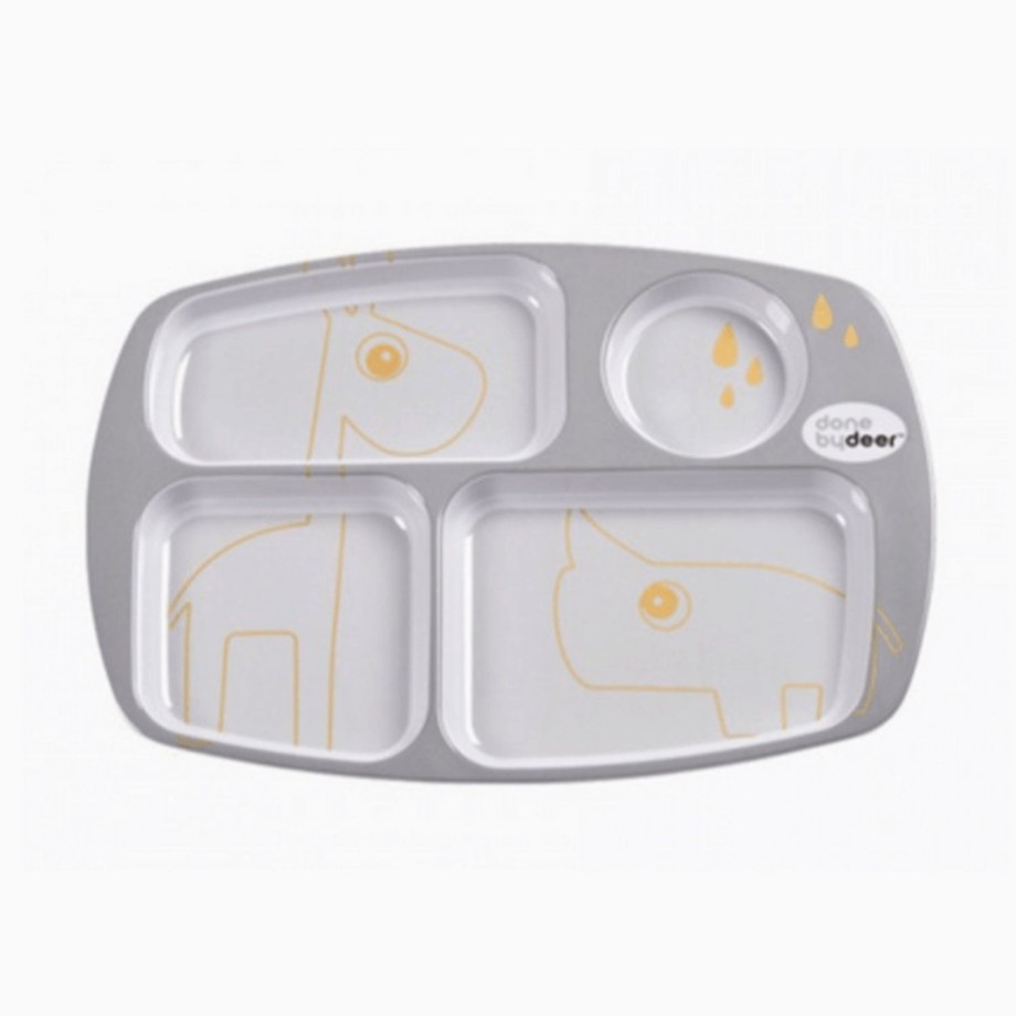 Mealtime Done By Deer Plates, Bowls & Cups | Done By Deer Happy Dots Compartment Plate Contour - Grey/Gold