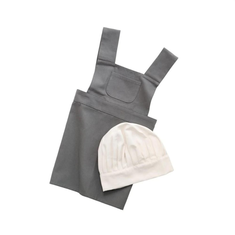 Playtime Sebra Role Play | Sebra Apron And Hat Set - Elephant Grey - Classic White