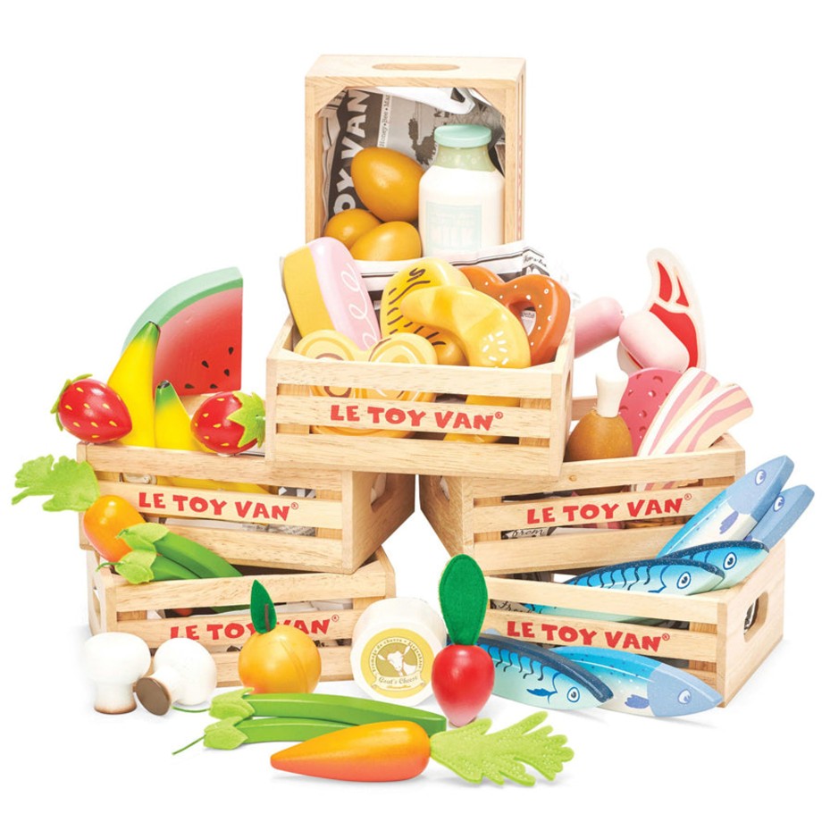 Playtime Le Toy Van Role Play | Le Toy Van Honeybee Market - Wooden Vegetables 5 A Day Crate