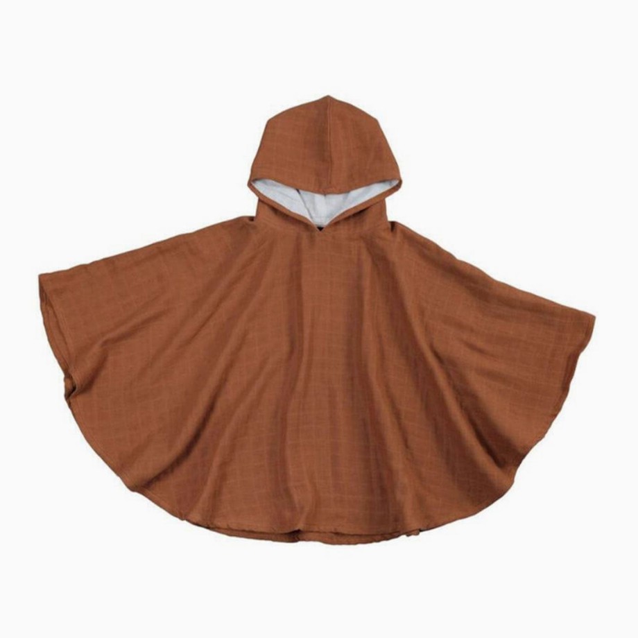 Bathtime Fabelab Kids Robes | Fabelab Muslin Poncho Organic Cotton - Cinnamon