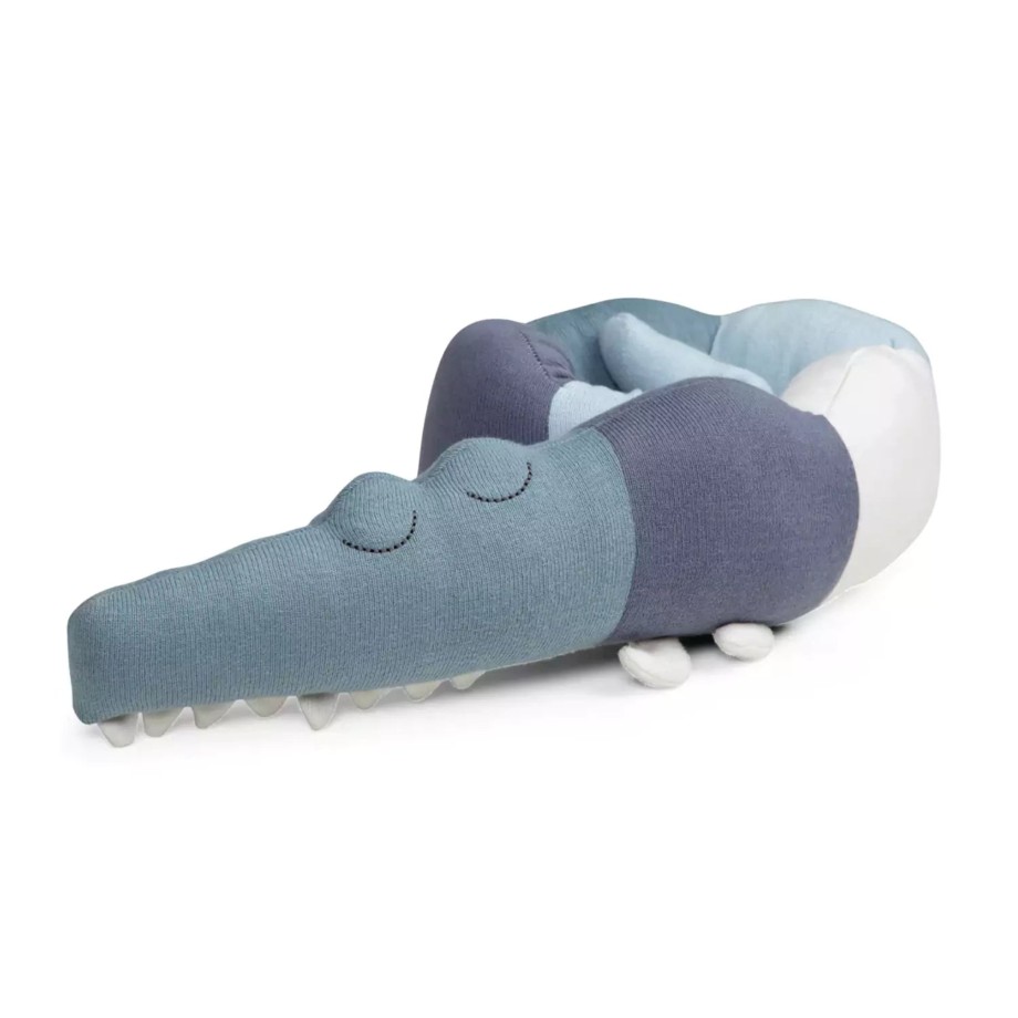 Toys Sebra Soft Toys | Sebra Sleepy Croc Mini Soft Toy - Powder Blue