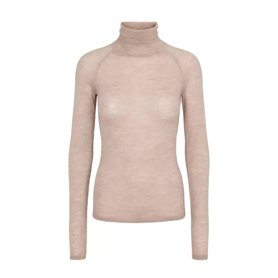 Clothing & Shoes MarMar Copenhagen Mum | Marmar Copenhagen Longsleeve Wool Turtleneck Top Trisha Women'S Blouse Nougat Melange