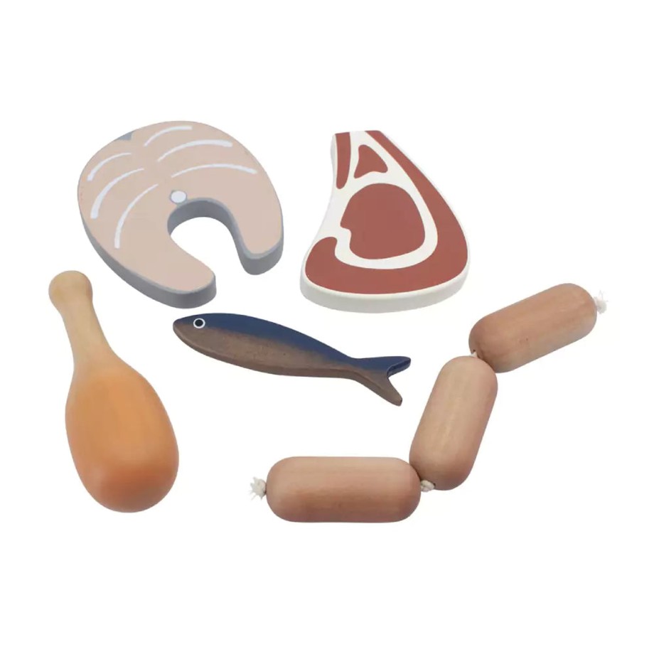 Playtime Sebra Role Play | Sebra Wooden Play Food Set - Meat & Fish