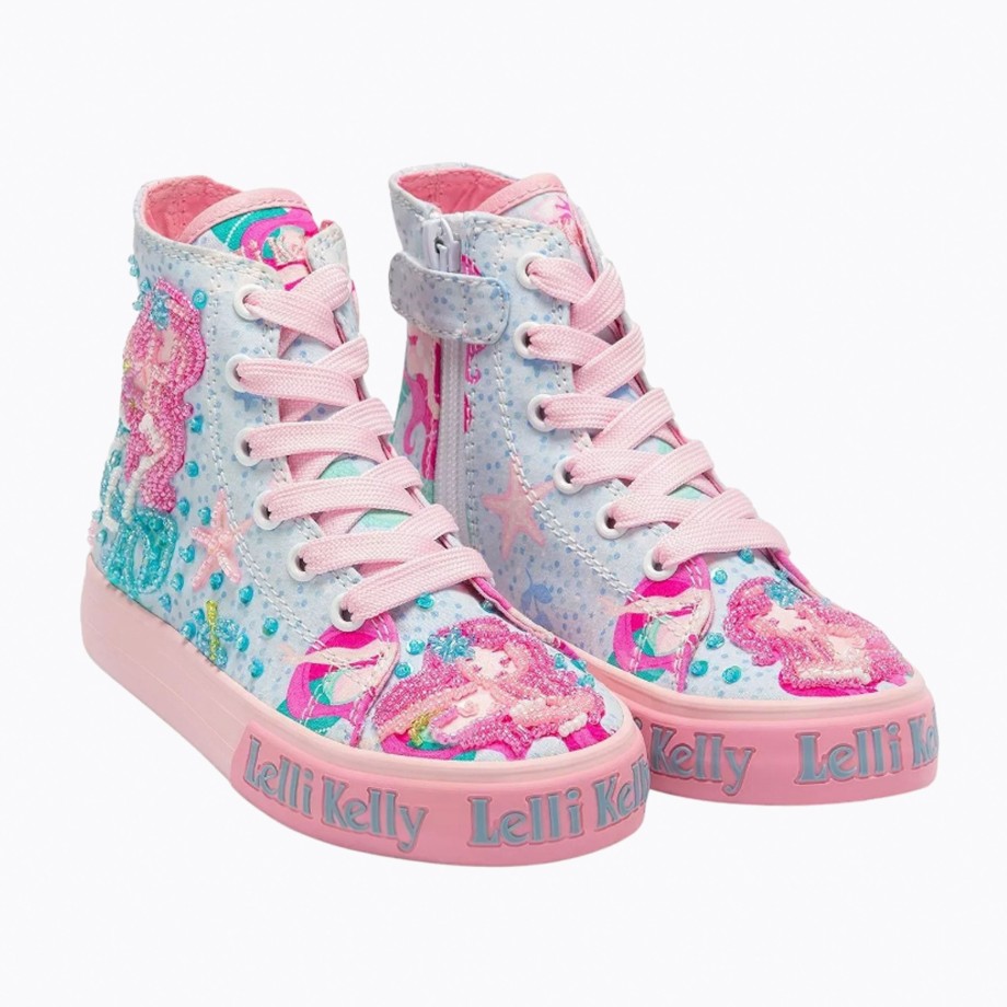 Clothing & Shoes Lelli Kelly Shoes & Trainers | Lelli Kelly Sirenetta Mermaid Canvas Baseball Boots