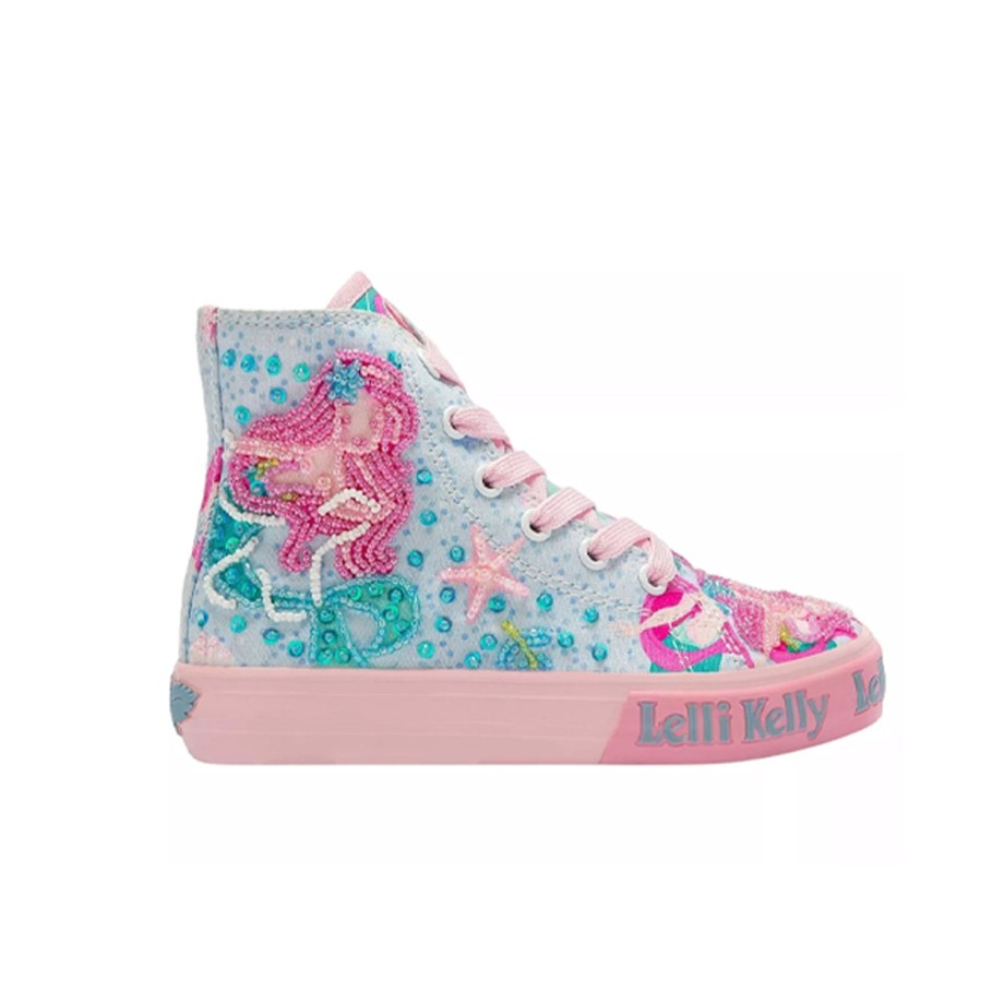 Clothing & Shoes Lelli Kelly Shoes & Trainers | Lelli Kelly Sirenetta Mermaid Canvas Baseball Boots