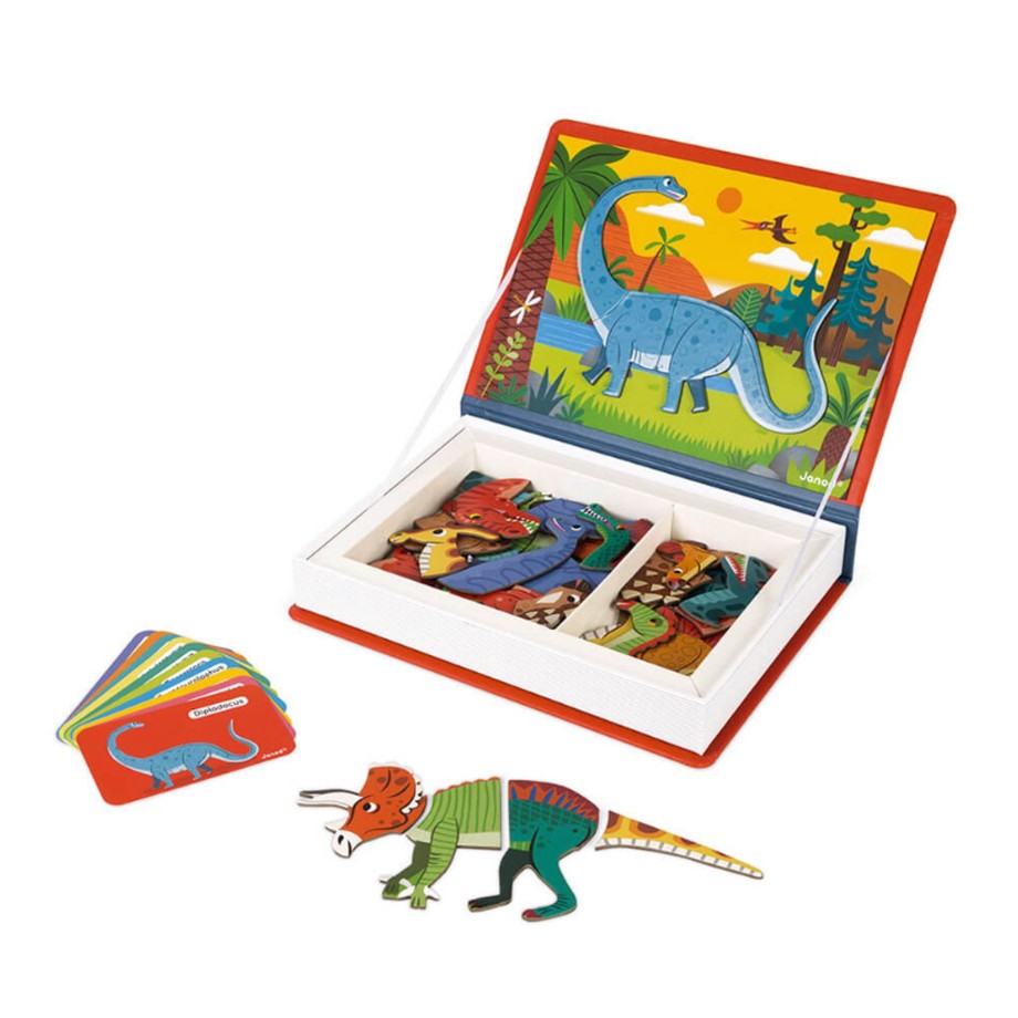 Playtime Janod Games & Puzzles | Janod Magneti' Book Mix & Match Dinosaurs - 40 Magnets