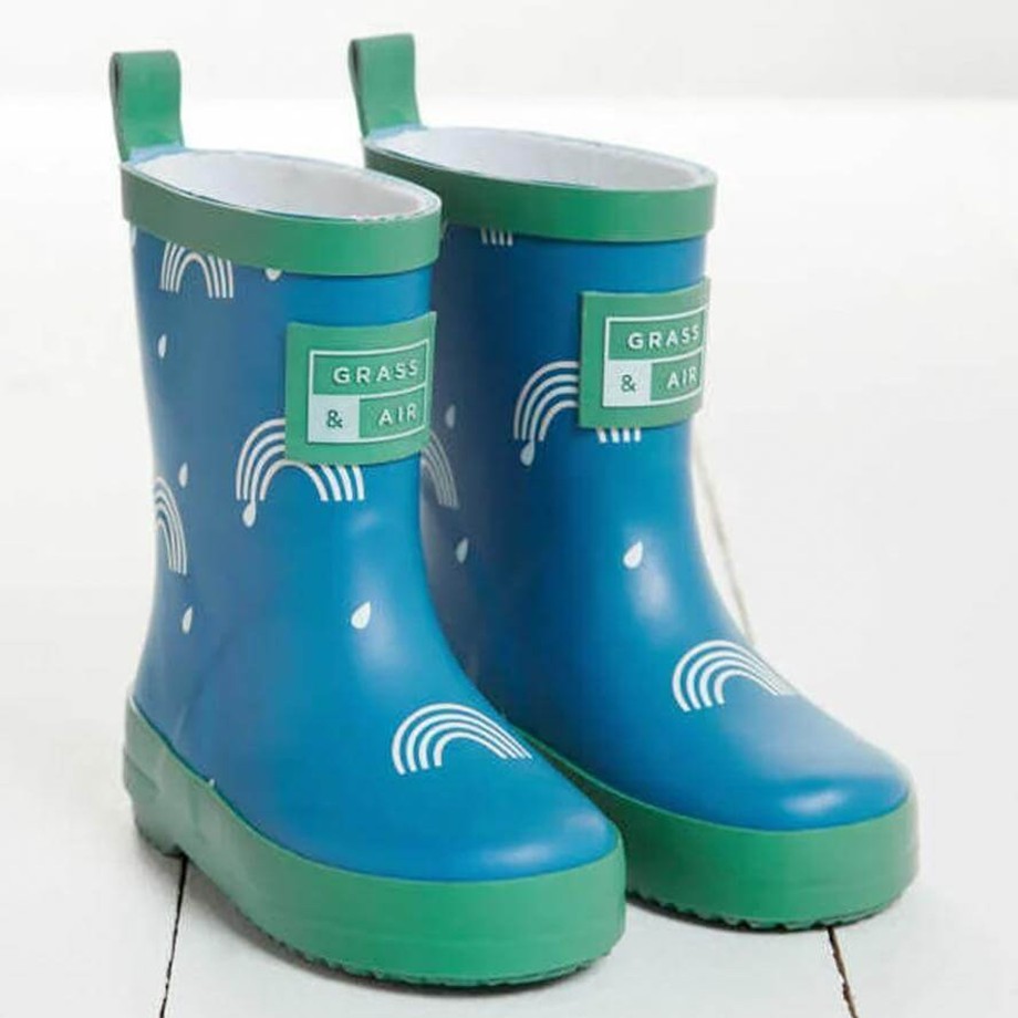 Clothing & Shoes Grass & Air Wellies | Grass & Air Kids Colour Changing Rainbow Wellies With Bag