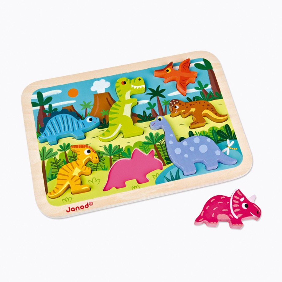 Playtime Janod Games & Puzzles | Janod Chunky Puzzle Dinosaurs 7 Pieces