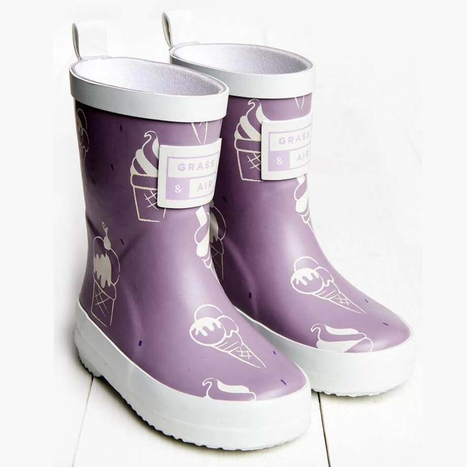 Clothing & Shoes Grass & Air Wellies | Grass & Air Kids Ultra Violet Colour Revealing Wellies - Violet