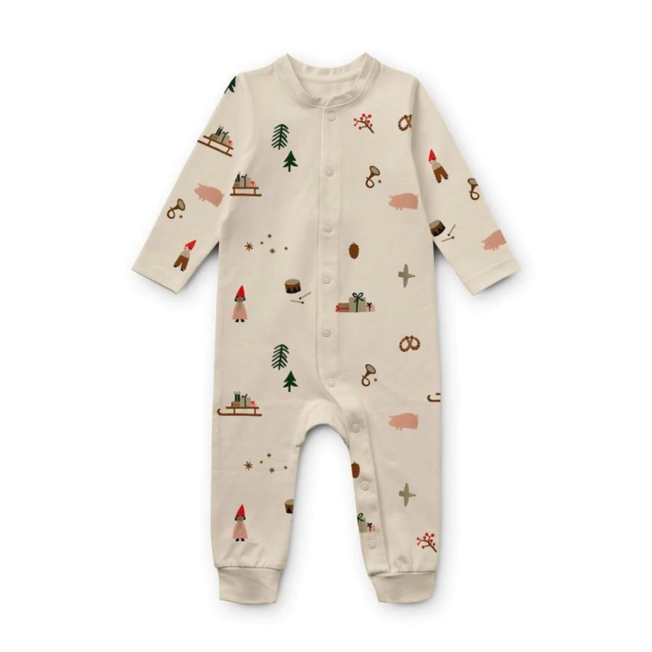 Clothing & Shoes Liewood Swimwear | Liewood Birk Printed Pyjamas Jumpsuit - Holiday / Sandy