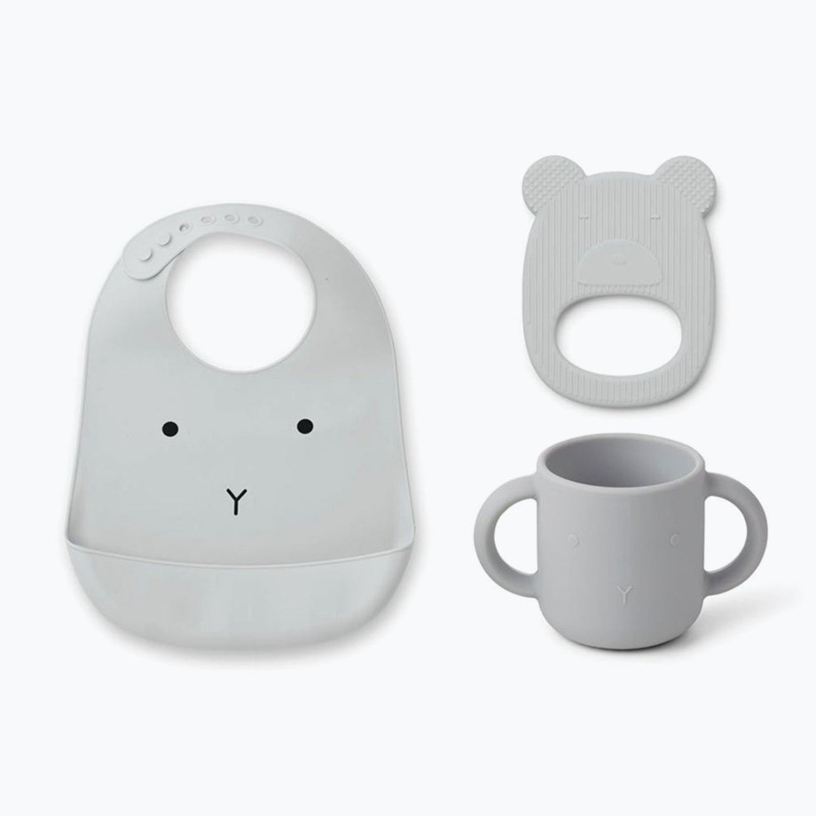 Toys Liewood Comforters & Teething Toys | Liewood Carol Cup, Bib And Teether Set - Grey